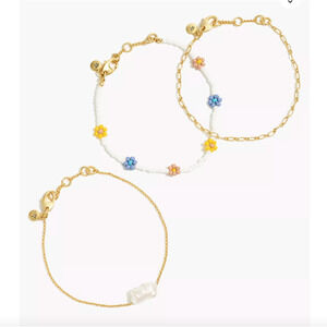 NWT Madewell Lighthouse Three-Pack Seed Bead Boho Daisy Bracelet Set